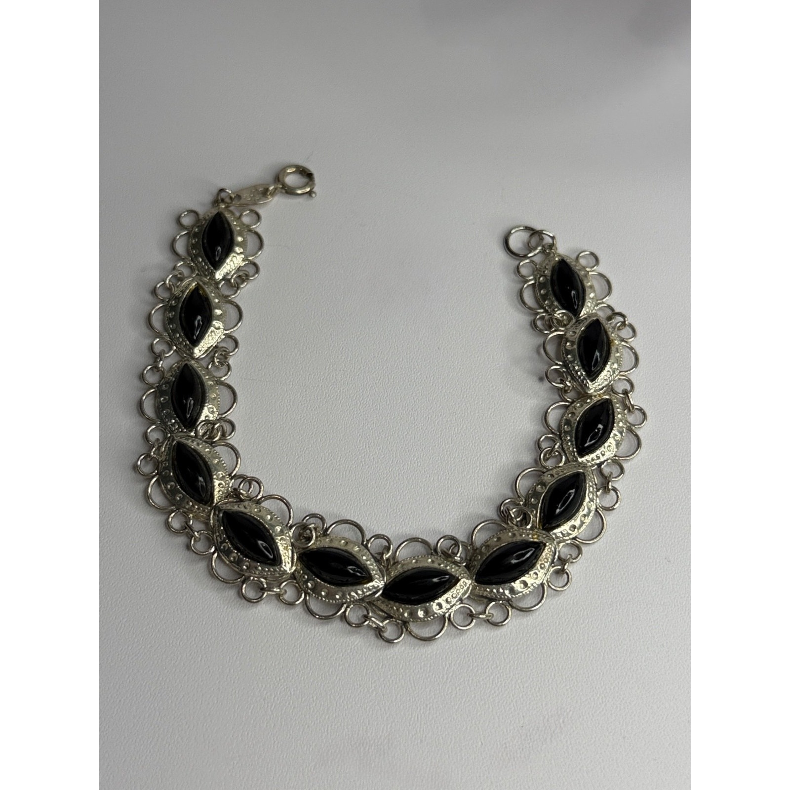 925 Sterling Silver Onyx Bracelet Length 7 190$